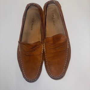 Cole Haan Men’s Leather Penny Loafers Slip-on Shoes — Brown — Size 11.5
